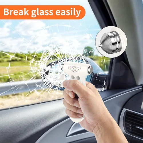 Vista 7 de Martillo de seguridad para automóvil, herramienta de escape de emergencia 3 en 1 con cortador de cinturón de seguridad, martillo de escape