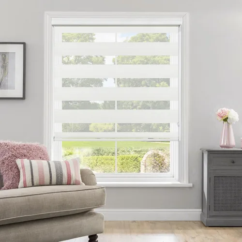 Vista 12 de ALLBRIGHT - Persianas de cebra blancas para ventanas de 20" x 64" para oficina en casa, persiana enrollable de doble capa para oscurecer