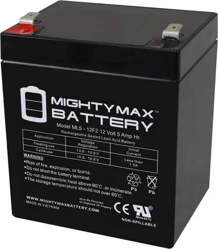 Vista 8 de Mighty Max Battery Batería de repuesto SLA de 12V 5Ah F2 SLA para puerta de garaje Craftsman 41A822-2 Pack