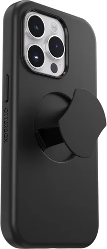 Vista 5 de OtterBox Funda OtterGrip Symmetry Series para iPhone 14 Pro (solamente), color negro, agarre integrado, funda elegante, se ajusta a MagSafe, bordes