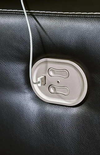 Vista 7 de Signature Design by Ashley Warlin - Sofá reclinable moderno de piel sintética con reposacabezas ajustable, color negro