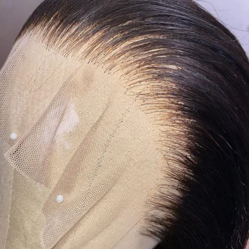 Vista 7 de Cierre frontal de encaje HD 13x4 de oreja a oreja recto transparente encaje frontal cierre de cabello humano pre arrancado con pelo de bebé 100% sin