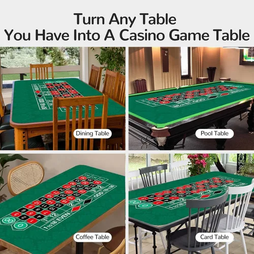 Vista 6 de Alfombrilla de póquer profesional portátil con diseño de mesa de póquer antideslizante de goma para juegos de ruleta, cubierta de mesa, tapete