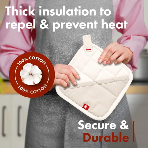 Vista 3 de Hedley & Bennett Soporte para ollas con bolsillo – Soportes para ollas calientes para cocina resistentes al calor – 100% algodón exterior y forro