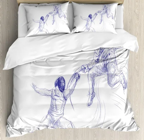 Vista 192 de Ambesonne Hawaii - Juego de funda de edredón de verano, palmeras y hojas exóticas de helecho, fondo colorido abstracto, juego de ropa de cama