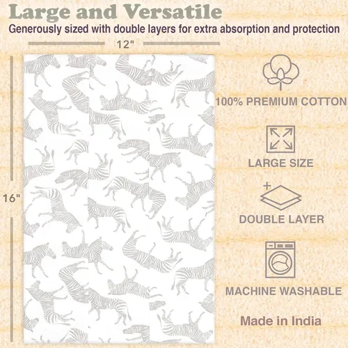 Vista 2 de Paños para eructos para niños y niñas, paquete de 6 unidades, grandes, 100% algodón, trapos extraabsorbentes de doble capa, color gris