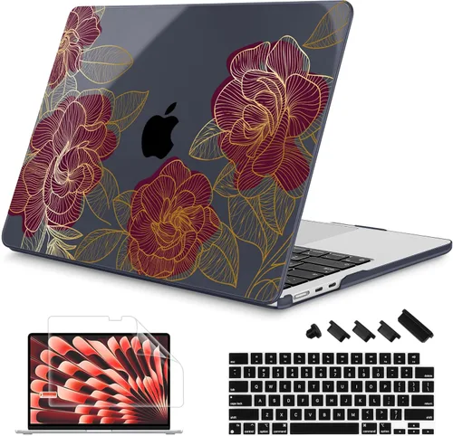 Vista 29 de Mektron Diseñada para MacBook Air 2025/2024/2023 de 15 PULGADAS M4 A3241 /M3 A3114 /M2 A2941, Carcasa de Cubierta Rígida de Plástico Impreso