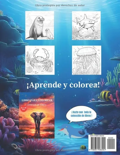 Vista 2 de LIBRO PARA COLOREAR ANIMALES ACUÁTICOS (Spanish Edition)