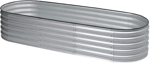 Vista 11 de BPS Cama de jardín elevada de metal, maceta galvanizada de 2.5 pies de diámetro, cajas de jardín elevadas para macetas de flores, verduras y hierbas