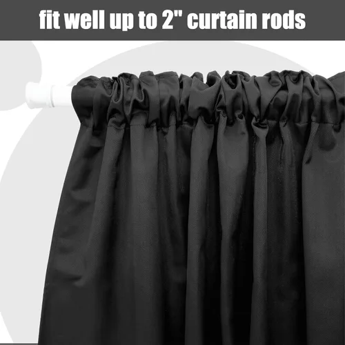 Vista 3 de 6 cortinas opacas para ventana, cenefas de tela opaca negra para ventanas, cortinas de sótano, cenefa con bolsillo para barra, cenefas de ventana