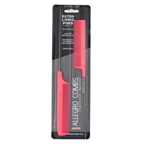 Vista 10 de Allegro XL - Peines de cola de rata y separación de cola de metal (2 unidades, aguamarina y blanco)