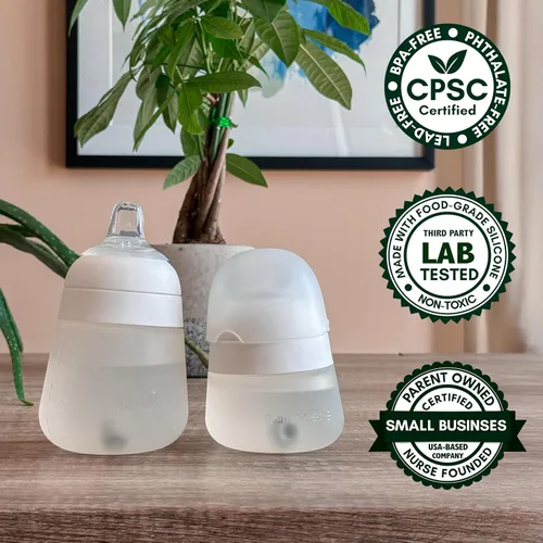 Vista 6 de Kit de conversión de vasos para biberones Nanobébé Flexy de silicona, 2 unidades, pezones de silicona suave de grado alimenticio y popote