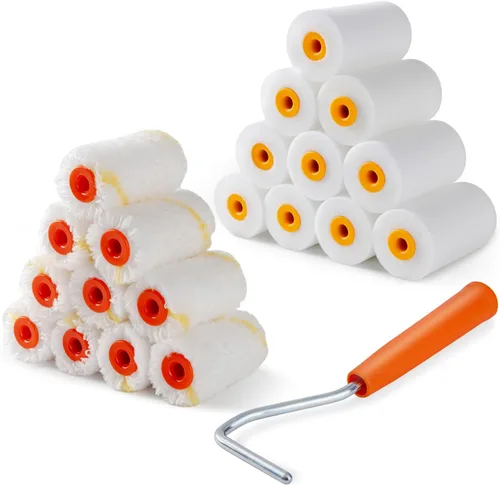 Vista 7 de Kit de rodillos de pintura de 2 pulgadas, paquete de 20 rodillos de pintura pequeños con cubiertas de microfibra para siesta de 3/8 pulgadas, mini