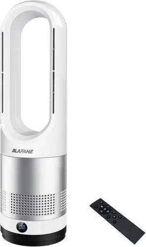 Ventilador de torre sin aspas de 22 pulgadas, oscilación de 80°, temporizador de 9 horas, 10 velocidades, control táctil remoto, fácil de limpiar,