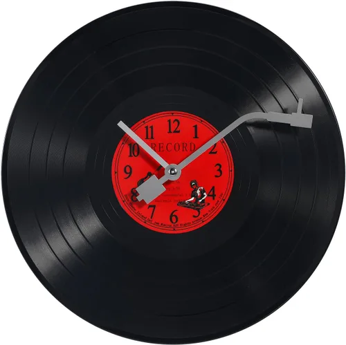 Reloj de pared de disco de vinilo de 11.81 pulgadas, reloj de vinilo negro musical retro decorativo para colgar en la pared para el hogar, oficina,