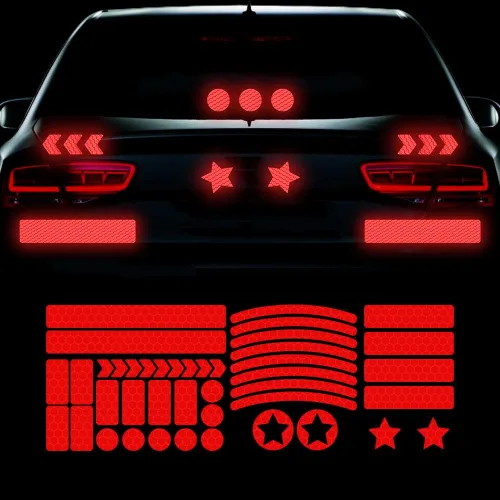 Vista 11 de 42 calcomanías reflectantes a rayas de automóvil, calcomanías reflectantes para llantas de rueda, calcomanías de bicicleta para bicicletas