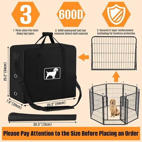Vista 2 de Bolsa de almacenamiento para corralito para perros, se adapta a 8 paneles de 24 pulgadas de alto y 9 estacas, bolsa de viaje para valla de perro