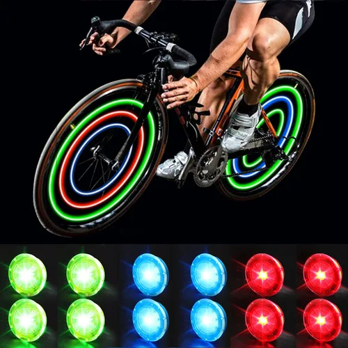 Vista 11 de Luces de rueda de bicicleta, luces de radios de bicicleta con baterías incluidas, luces de rueda de bicicleta impermeables para ciclismo seguro