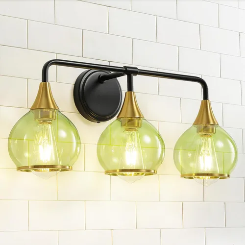 Vista 28 de Accesorios de iluminación de baño en oro cepillado, luces de tocador de 2 luces con pantalla de vidrio esmerilado blanco lechoso, lámpara de tocador