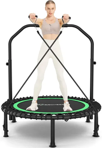 Vista 11 de ANCHEER Minitrampolín plegable de 40"/48", carga máxima de 450 libras/550 libras para interiores, con mango de espuma ajustable de 4 niveles