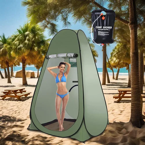 Vista 9 de Tienda de ducha de privacidad desplegable portátil al aire libre refugio solar campamento inodoro cambiador vestidor