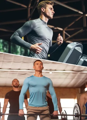 Vista 2 de BALEAF - Camisas de protección solar para hombre, con protección UV SPF UPF 50+, manga larga, camisa de protección para pescar y correr, de secado