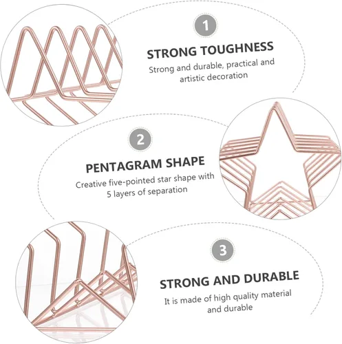Vista 3 de Cabilock Unique Iron Star Book Holding Rack Pequeño Estantería Ornamento para Oficina en Casa Oro Rosa
