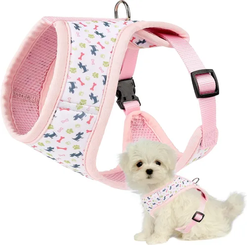 Vista 22 de Mile High Life Arnés para perro, chaleco floral de malla de aire para perros y gatos pequeños de 20 libras, fácil de poner, cierre fácil ajustable