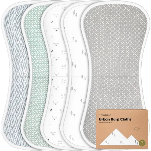 Vista 29 de Paños orgánicos para eructos para bebés niños y niñas - Paquete de 5 paños de algodón súper absorbentes para eructar para bebés, trapos suaves
