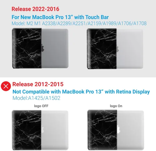 Vista 4 de IBENZER Compatible con MacBook Pro 13 pulgadas 2025 2024 M2 Funda 2025-2016 M1 A2338 A2289 A2251 A2159 A1989 A1706 A1708, carcasa rígida y cubierta