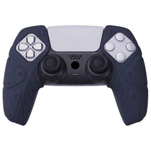 Vista 8 de PlayVital Mecha Edition Midnight Blue - Funda de silicona ergonómica suave para PS5, funda protectora de goma con tapas para palanca de pulgar