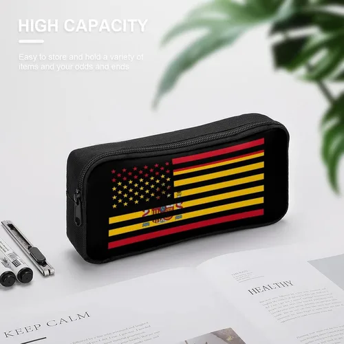 Vista 4 de Estuche de lápices con bandera americana de España, bolsa de lápices duradera de gran capacidad para almacenamiento