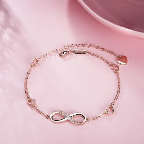 Vista 2 de Billie Bijoux Pulsera tobillera de plata de ley 925 para mujer, con símbolo de amor infinito, ajustable, grande, regalo para mujer