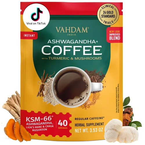 VAHDAM - Mezcla instantánea de café de cúrcuma (3.5 onzas/40 porciones) sin gluten, sin OGM, rico en curcumina, empaquetado en una lata,