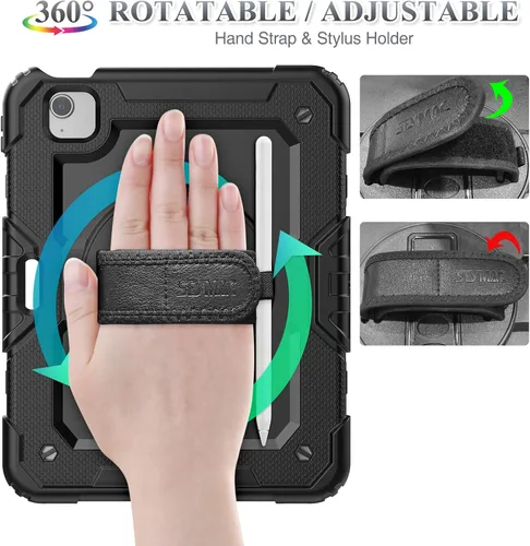 Vista 3 de SEYMAC stock Funda para iPad Air 5ª/4ª Generación/Pro 11 (4ª/3ª/2ª) con Protector de Pantalla Soporte para Bolígrafo, Correa de Mano Giratoria