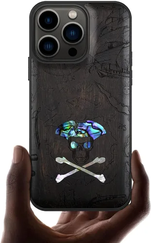 Vista 7 de Carveit Funda protectora de madera de diseñador para iPhone 13 Pro (grabado de madera e incrustaciones de carcasa), funda de madera compatible