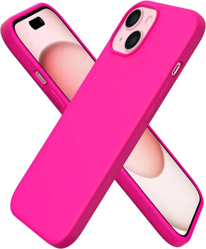 Vista 22 de ORNARTO Funda compatible con iPhone 15 6.1, silicona líquida delgada de 3 capas cubierta completa de goma de gel suave, funda protectora Amatista
