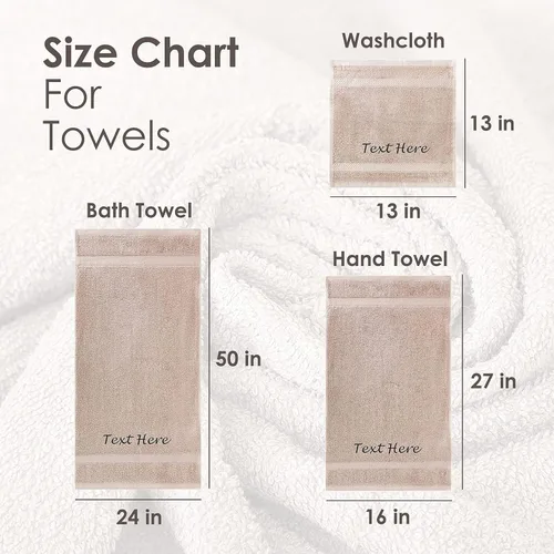 Vista 4 de Juego de Toallas Personalizadas con Texto Bordado - Paquete de 2 Sábanas de Baño de Algodón Turco Altamente Absorbentes y Súper Suaves para Spa