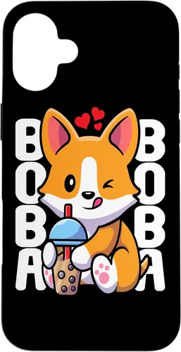 Vista 21 de Funda Kawaii con diseño de corazón de té de burbujas para iPhone 15 Kawaii Boba Dog Corgi Tea Drink