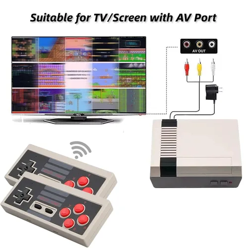 Vista 4 de Classic Mini Retro Game Console with Built-in 620 Video Games and 2 Classic Wireless Controllers,AV Output Game System for Kids and Adults Ideal