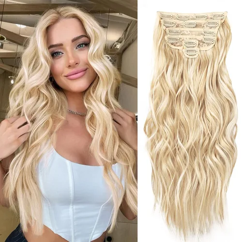 Vista 34 de NAYOO Extensiones de clip para cabello de 20 pulgadas para mujer, cabello ondulado y rizado de cobre rojo, extensiones de cabello sintético