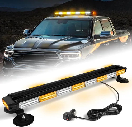 Vista 9 de Barra de luces estroboscópicas de techo de 34 pulgadas con 166 LED, intermitentes, luz de advertencia, asesor de tráfico, luz de emergencia, base