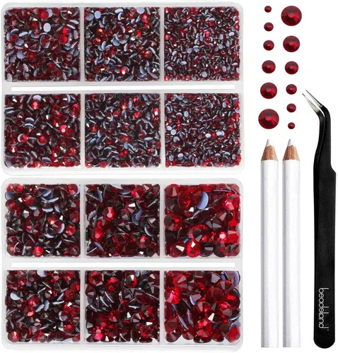 Vista 21 de BEADSLAND Diamantes de imitación termoadhesivos, 6080 piezas de diamantes de imitación azules para manualidades en ropa, 6 tamaños mixtos con lápiz