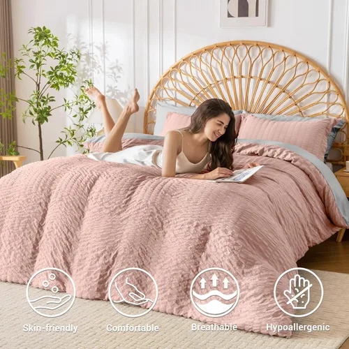 Vista 66 de HYMOKEGE - Funda de edredón gris oscuro tamaño King, juego de funda de edredón de sirsaca ultra suave de 3 piezas con cierre de cremallera, juego