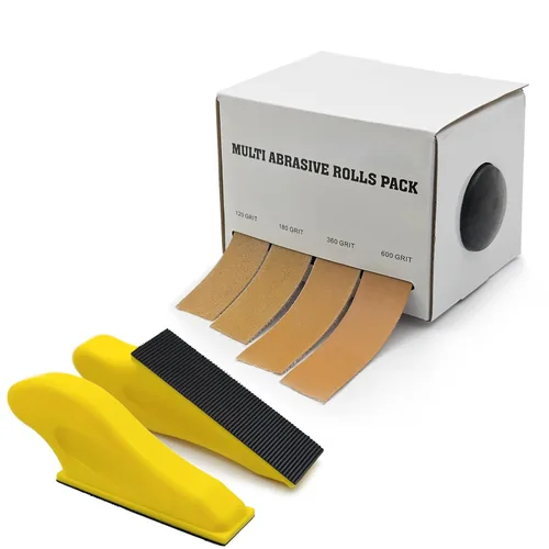 Kit de lijadora manual, microlijadora surtida, papel de lija de 120, 180, 360, 600 granos, con 2 lijadoras de detalles para manualidades, pulido de