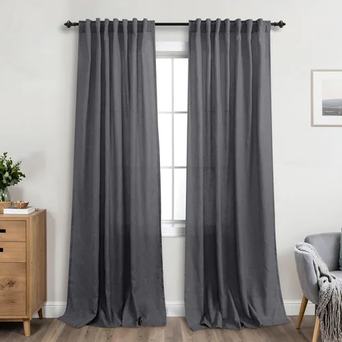 Vista 103 de KOUFALL Cortinas blancas de 72 pulgadas de largo para sala de estar, juego de 2 paneles con bolsillo para barra, pestaña trasera, cortinas Blanco