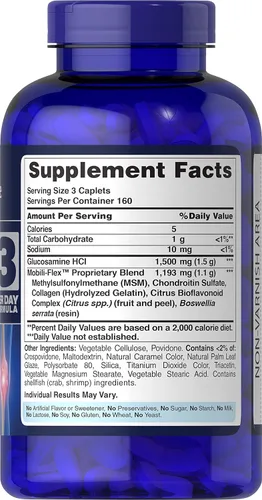 Vista 3 de Puritan's Pride Fórmula diaria de glucosamina, condroitina y MSM-3 por día de Puritan's Pride, Caplet, 480