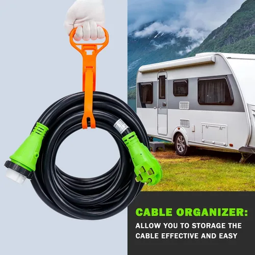 Vista 6 de Cable de alimentación de extensión RV de 50 amperios con certificación UL, 25 pies bloqueable resistente 6/3 + 8/1 SJTW AWG cable, NEMA 14-50P a