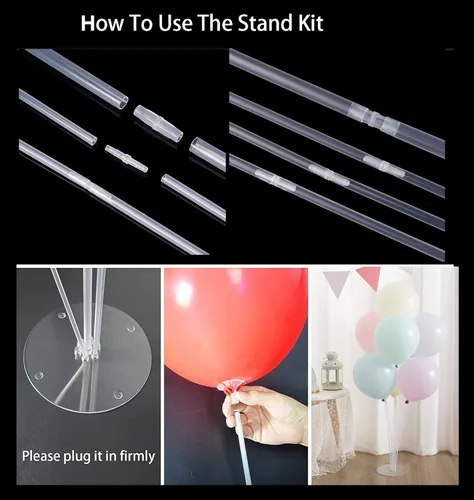 Vista 8 de 2 juegos de soportes para globos de 28 pulgadas con base, kit de soporte de columna de globo transparente reutilizable para mesa, incluye pegamento