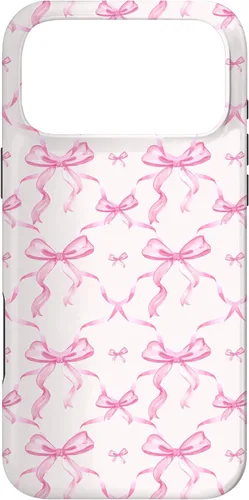 Vista 22 de Cintas y lazos estéticos rosas para iPhone 16 en estuche de acuarela